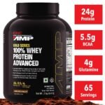 GNC AMP Gold 100% Whey Protein Advanced Double Rich Chocolate Flavoured Powder, 2 kg
